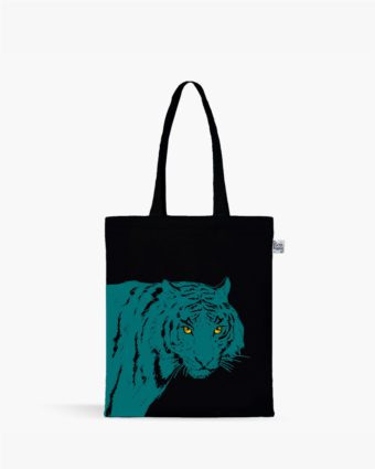 Tiger Black Zipper Canvas Tote Bag Online