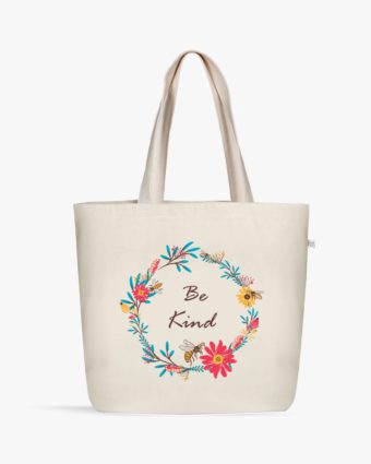 Be Kind Large Zipper Canvas Tote Bag Online