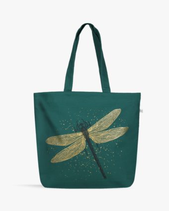 Spectacular DragonFly Green Canvas Zipper Tote Bag Online